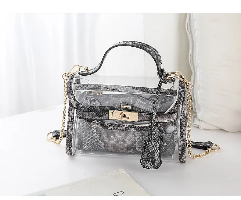 2pcs Women Fashion snake skin print ladies leather Shoulder Bag Clear Jelly Clutch Purse Transparent Handbag for women, Yellow, black, pink, red, khaki, blue
2pcs Women Fashion snake skin print ladies leather Shoulder Bag Clear Jelly Clutch Purse Transparent Handbag for women, Yellow, black, pink, red, khaki, blue
