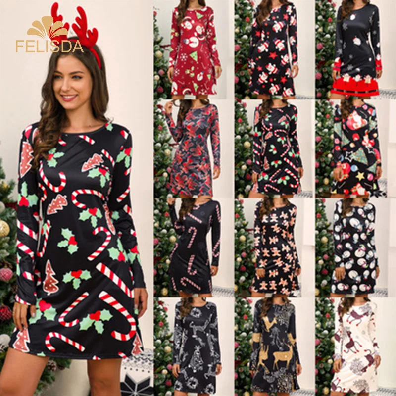 2021 New Christmas Dress Women Cute Cartoon Christmas Tree Snowman Print Mini Party Dresses Autumn Winter Long Sleeve Dress
2021 New Christmas Dress Women Cute Cartoon Christmas Tree Snowman Print Mini Party Dresses Autumn Winter Long Sleeve Dress