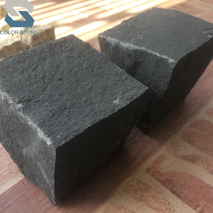 Best price natural 10x10x10 black basalt cobble stone granite pavers