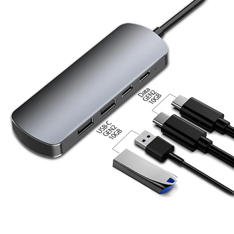 Hot Selling 4 Port USB C Hub Type C 3.1 3.2 Gen 2 Hub Portable USB C to USB Adapter Hub Aluminum, Gray,black
Hot Selling 4 Port USB C Hub Type C 3.1 3.2 Gen 2 Hub Portable USB C to USB Adapter Hub Aluminum, Gray,black