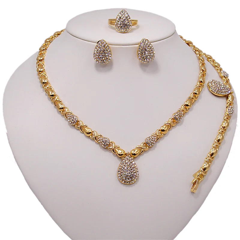 Brazilian Gold Plated Jewelry Set New Arrival Water Drop Pendant X love Chain Link Jewelry Set Popular Design Gift Jewelry Set
Brazilian Gold Plated Jewelry Set New Arrival Water Drop Pendant X love Chain Link Jewelry Set Popular Design Gift Jewelry Set