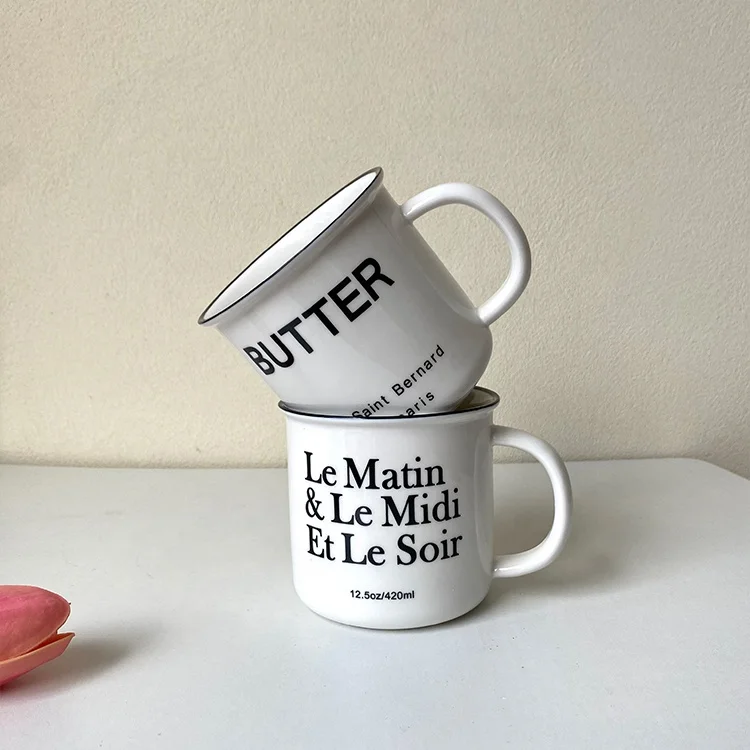 korean style white french ceramic handle mug milk coffee cup letter water cup couple cup
korean style white french ceramic handle mug milk coffee cup letter water cup couple cup