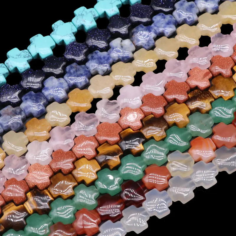 Natural Gemstone Beads Cross Shape Tiger Eye Stone/Agate/Crystal/Turquoise Loose Beads For Jewelry Making, Multi colors
Natural Gemstone Beads Cross Shape Tiger Eye Stone/Agate/Crystal/Turquoise Loose Beads For Jewelry Making, Multi colors