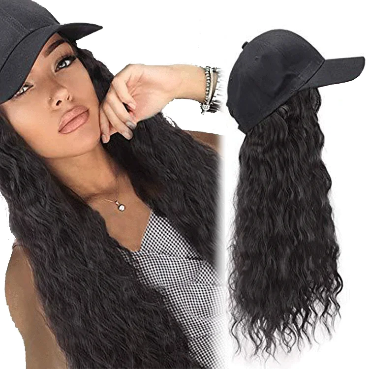 Natural Black Long Curly Hair Natural Synthetic Hair Wig Baseball Cap, Black, dark brown, light brown, grandma gray, haze blue
Natural Black Long Curly Hair Natural Synthetic Hair Wig Baseball Cap, Black, dark brown, light brown, grandma gray, haze blue