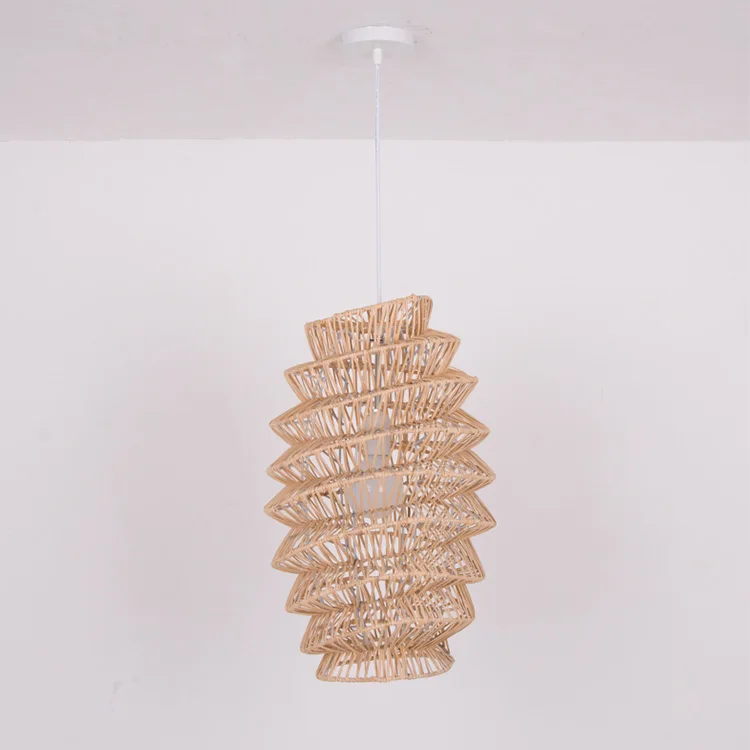 Fish basket shape natural handmade rattan chandelier bamboo wooden for restaurant resort pendant light