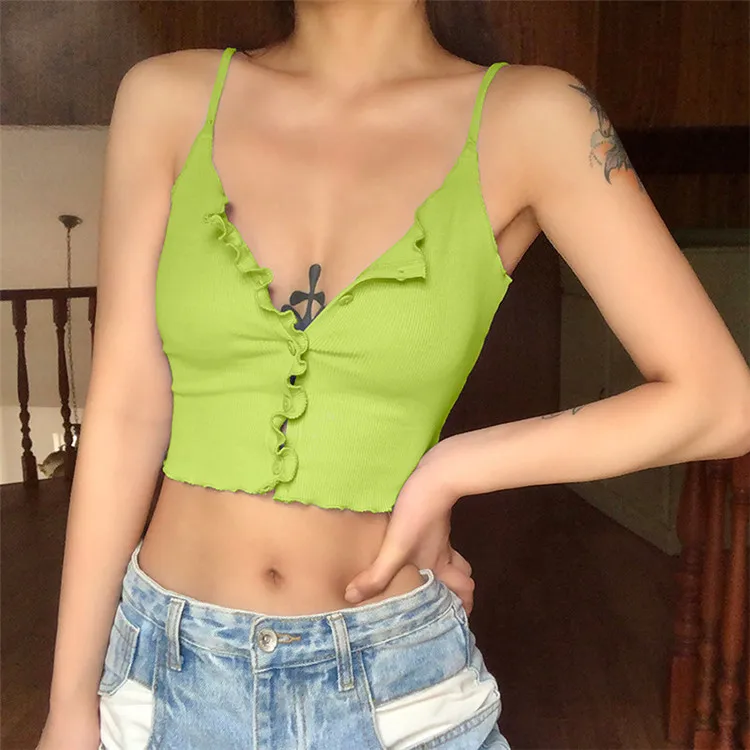 Women V Neck Tops Sling Sexy Crop Top Slim Vest In Stock Polyester Tank Tops Women Wholesale
Women V Neck Tops Sling Sexy Crop Top Slim Vest In Stock Polyester Tank Tops Women Wholesale
