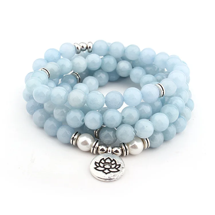 108 Aquamarine Bead 8mm Stone Beads Lotus Pendant Necklace Charm Natural Stone Yoga Bracelet, Picture
108 Aquamarine Bead 8mm Stone Beads Lotus Pendant Necklace Charm Natural Stone Yoga Bracelet, Picture