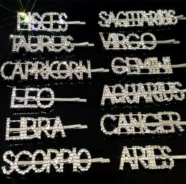 Q88 Girl Bling Horoscope Hairpins Hairgrips Rhinestones Paved 12 Zodiac Hair Pins 12 Constellations Diamond Letter Hair Clips
Q88 Girl Bling Horoscope Hairpins Hairgrips Rhinestones Paved 12 Zodiac Hair Pins 12 Constellations Diamond Letter Hair Clips