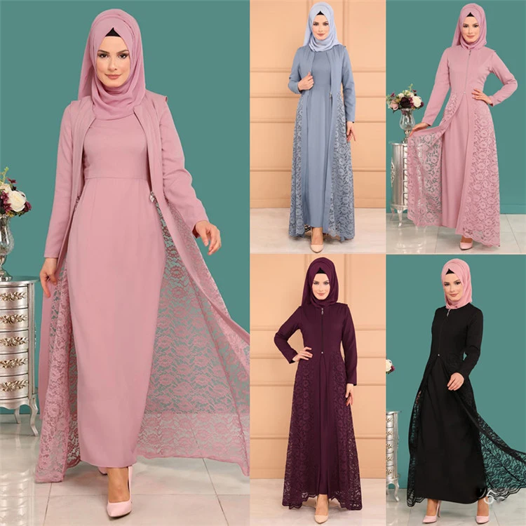European and American new dress lace long sleeve slim temperament Muslim robe two-piece set, Customers' requirements
European and American new dress lace long sleeve slim temperament Muslim robe two-piece set, Customers' requirements