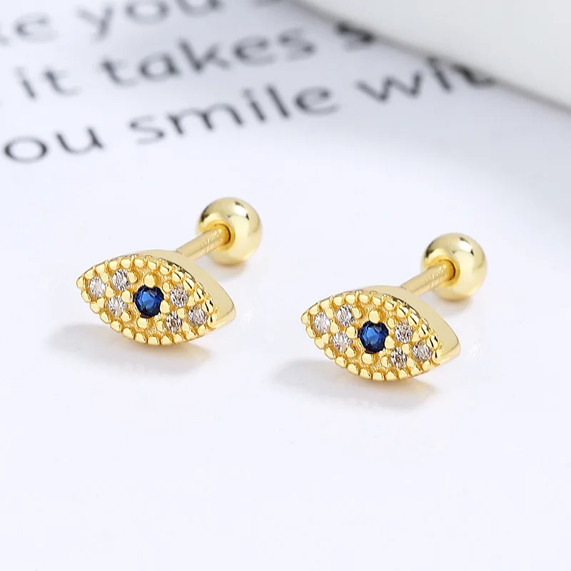 fashion jewelry 925 sterling silver threaded earring blue devil eye zircon gold plated stud earrings for women
fashion jewelry 925 sterling silver threaded earring blue devil eye zircon gold plated stud earrings for women