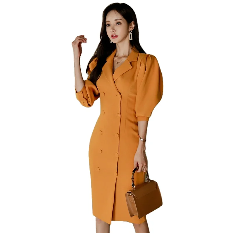 Autumn Women Dress OL Professional Temperament Suit Collar Double-breasted Lantern Sleeve Jacket Dresses
Autumn Women Dress OL Professional Temperament Suit Collar Double-breasted Lantern Sleeve Jacket Dresses