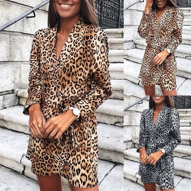 Leopard V-neck A-Line irregular dresses women long sleeve mini dresses women leopard print dress
Leopard V-neck A-Line irregular dresses women long sleeve mini dresses women leopard print dress