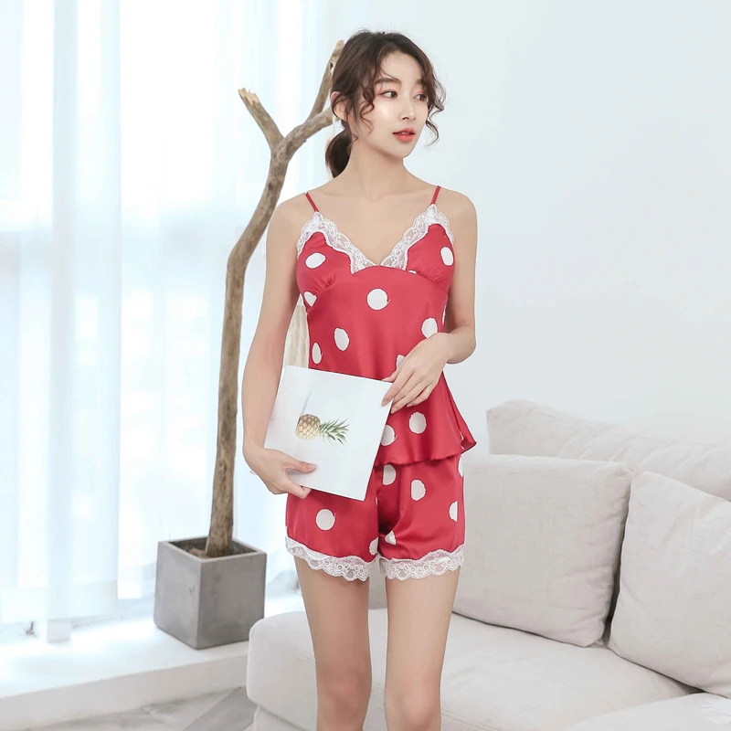 Ladies Sexy Silk Satin Pajama Set Sleeveless Pajamas Set V-neck Sleepwear Summer Home Wear Sleep Wear For Womens
Ladies Sexy Silk Satin Pajama Set Sleeveless Pajamas Set V-neck Sleepwear Summer Home Wear Sleep Wear For Womens