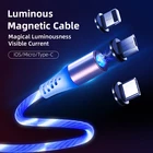 YOUXG- Shenzhen Hot Selling LED Flowing Light 3in1 1m LED Magnetic Charging USB Cable for IOS Type C Micro USB LED Magnetic
