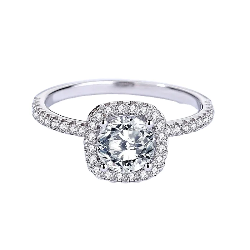 White Gold Luxury Engagement Band Round Moissanite Diamond Halo Ring 925 Sterling Silver High Carbon 5A Zircon Wedding Rings
White Gold Luxury Engagement Band Round Moissanite Diamond Halo Ring 925 Sterling Silver High Carbon 5A Zircon Wedding Rings