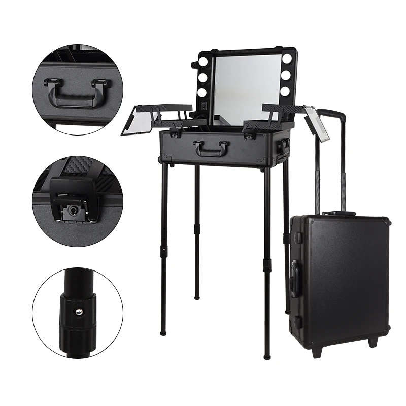 Keyson trolley makeup artist case makeup studio case makeup station with lights and mirror, Black,gold,pink,rose gold,etc
Keyson trolley makeup artist case makeup studio case makeup station with lights and mirror, Black,gold,pink,rose gold,etc