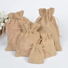 Natural Eco-friendly Jute Bags For Coffee Beans, plant Potato Packing Drawstring hessian Burlap Gift Bags