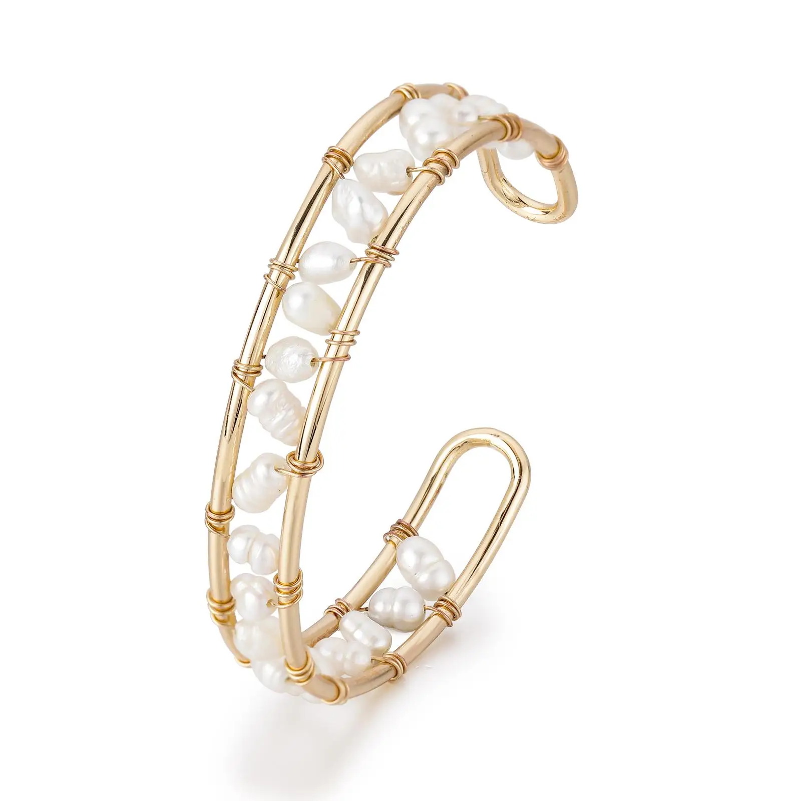 Custom Adjustable Women Twist Barb Wire 18K Gold Plated Copper Open Cuff Real Natural Freshwater Pearl Bracelet Jewelry Bangle, Picture shows
Custom Adjustable Women Twist Barb Wire 18K Gold Plated Copper Open Cuff Real Natural Freshwater Pearl Bracelet Jewelry Bangle, Picture shows