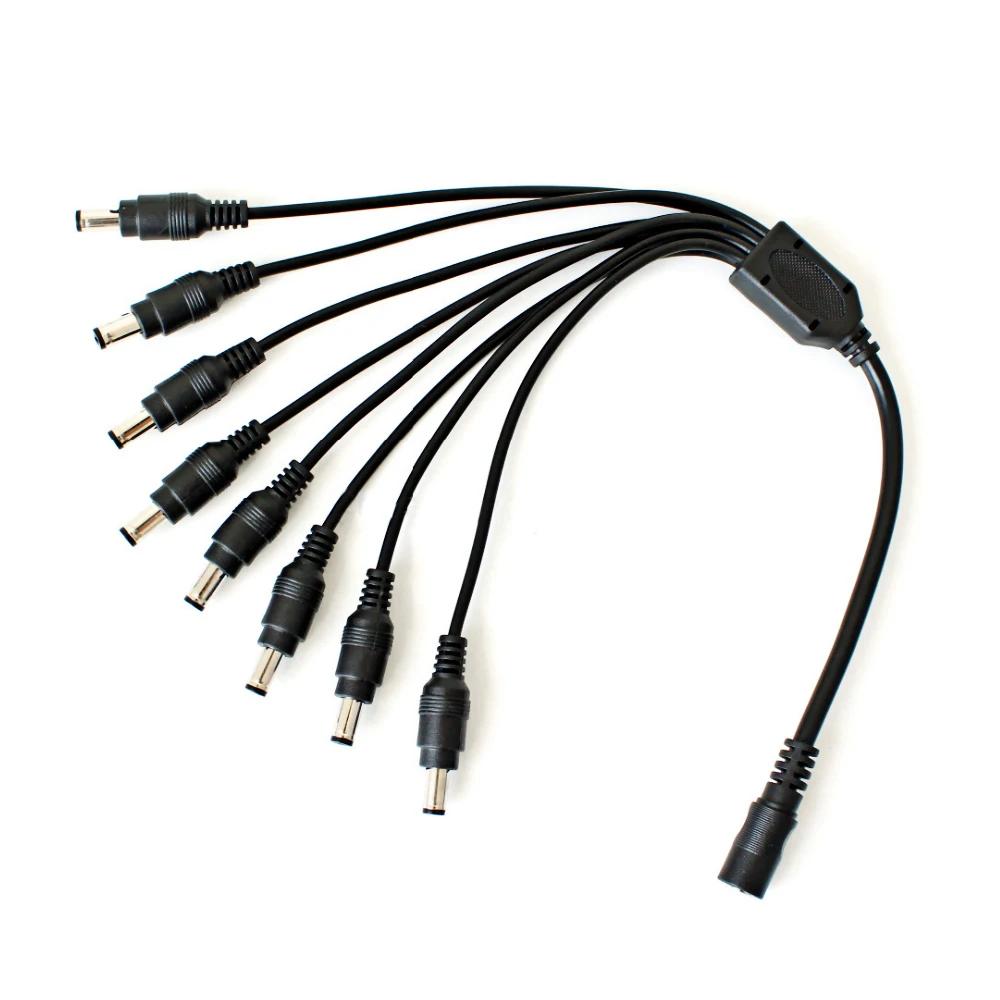

CCTV Cable 5.5 x 2.1mm 1 To 8 Female To Male Plug DC Power Splitter Adapter For CCTV Camera Cable cable for camera, Black