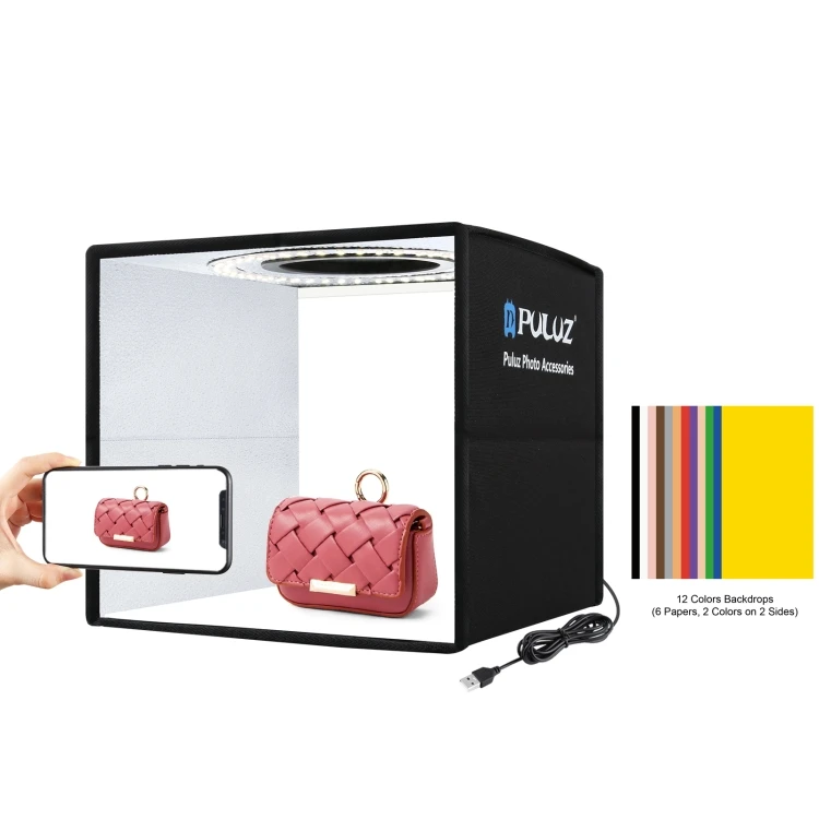 25cm Folding Portable Ring Light Photo Lighting Studio Shooting Tent Box with 12 Colors Backdrops
25cm Folding Portable Ring Light Photo Lighting Studio Shooting Tent Box with 12 Colors Backdrops