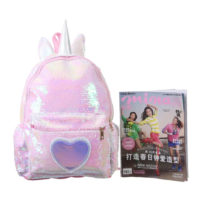 

Holographic Unicorn Bag with Cheap Price Backpack Bags Mochilas Fashion Style Cute Unicorn Design Sequin Waterproof Polyester, Customized