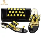 YQC006 Latest Design Italian Shoes with Matching Bags Set Decorated with Rhinestone African Shoes for Women High Heels Party