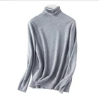 Long sleeved knit cotton top with solid color base for women's winter 2019