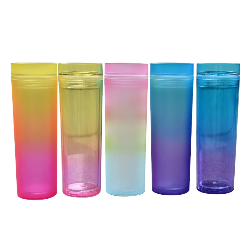 Ombre Colors 16oz Acrylic Straight Skinny Tumblers with Lid Straw Frosted Plastic Water Bottles with Gradient Colors
Ombre Colors 16oz Acrylic Straight Skinny Tumblers with Lid Straw Frosted Plastic Water Bottles with Gradient Colors