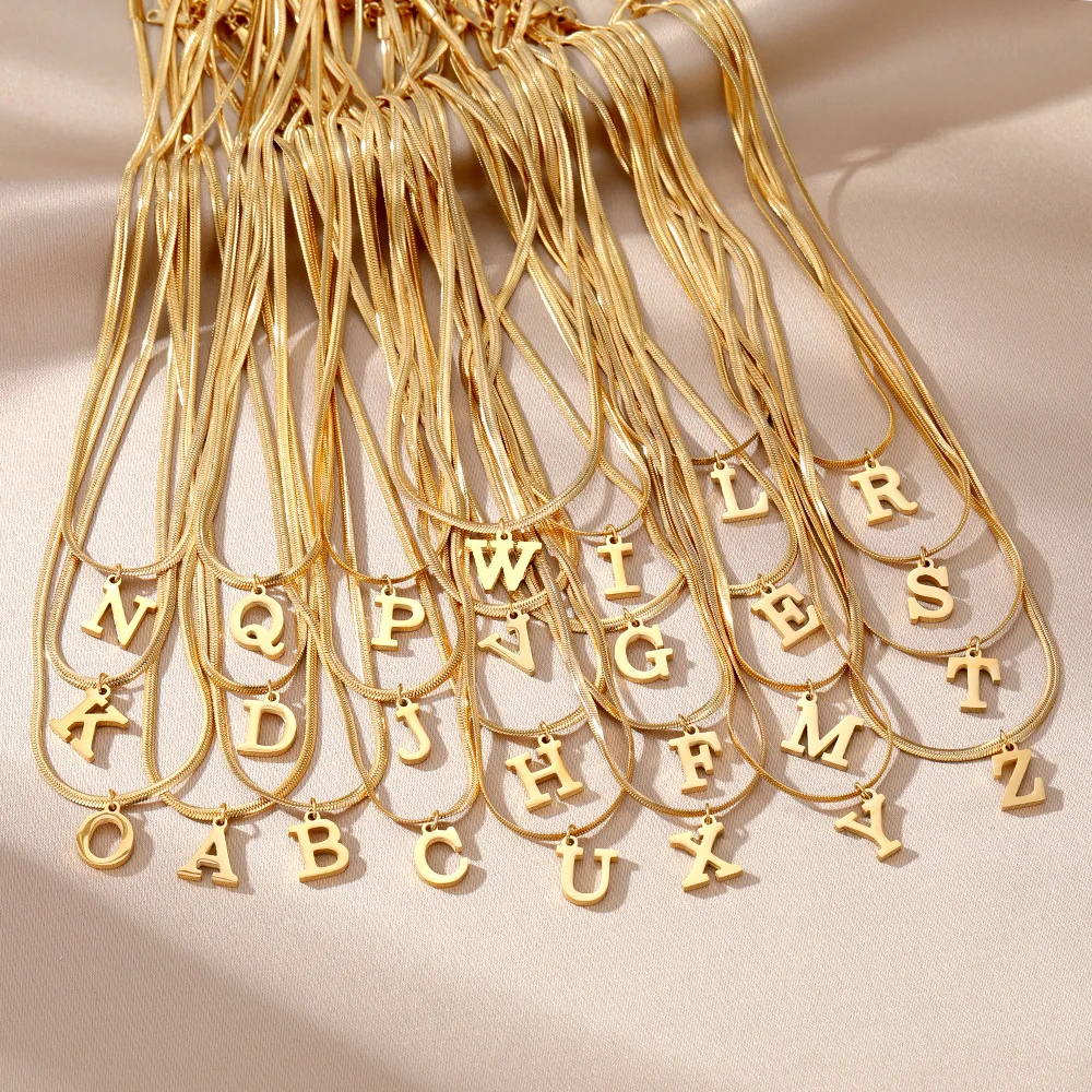 Stainless Steel 26 Letter Pendant Snake Bone Necklace Fashion Personality Trend Creative Design Titanium Steel Necklace
Stainless Steel 26 Letter Pendant Snake Bone Necklace Fashion Personality Trend Creative Design Titanium Steel Necklace