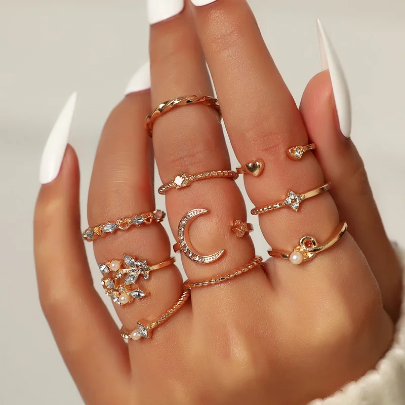 10 Pieces Set New Punk Gold Wide Chain Ring Set Ladies Fashion Irregular Finger Fine Ring Gift Bohemian Jewelry Party Gift
10 Pieces Set New Punk Gold Wide Chain Ring Set Ladies Fashion Irregular Finger Fine Ring Gift Bohemian Jewelry Party Gift