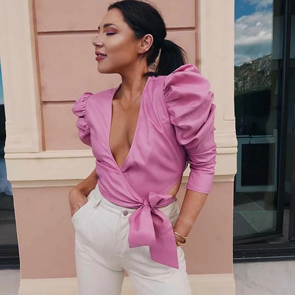 Summer Fashion Elegant Princess Sleeves Deep V-neck Bow Lace-up Crop Top Blouse Shirt For Women Office Blouse Shirt
Summer Fashion Elegant Princess Sleeves Deep V-neck Bow Lace-up Crop Top Blouse Shirt For Women Office Blouse Shirt