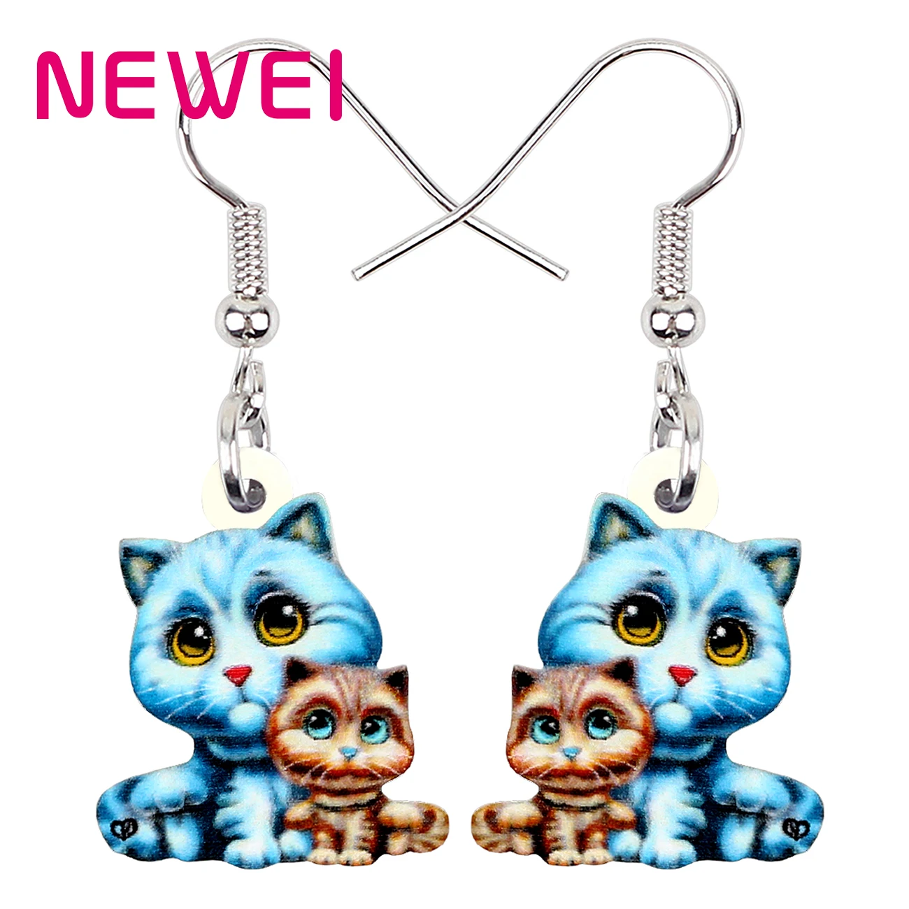 

Mothers Day Acrylic Mother Child Lovely Kitten Cat Earrings Pets Dangle Drop Jewelry For Women Girls Fashion Charms Gifts, Multi color