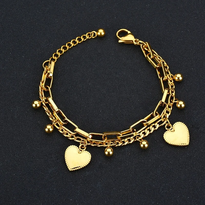 Punk stainless steel fashion classic gold plated chain layered cross heart charm bracelets women jewelry
Punk stainless steel fashion classic gold plated chain layered cross heart charm bracelets women jewelry