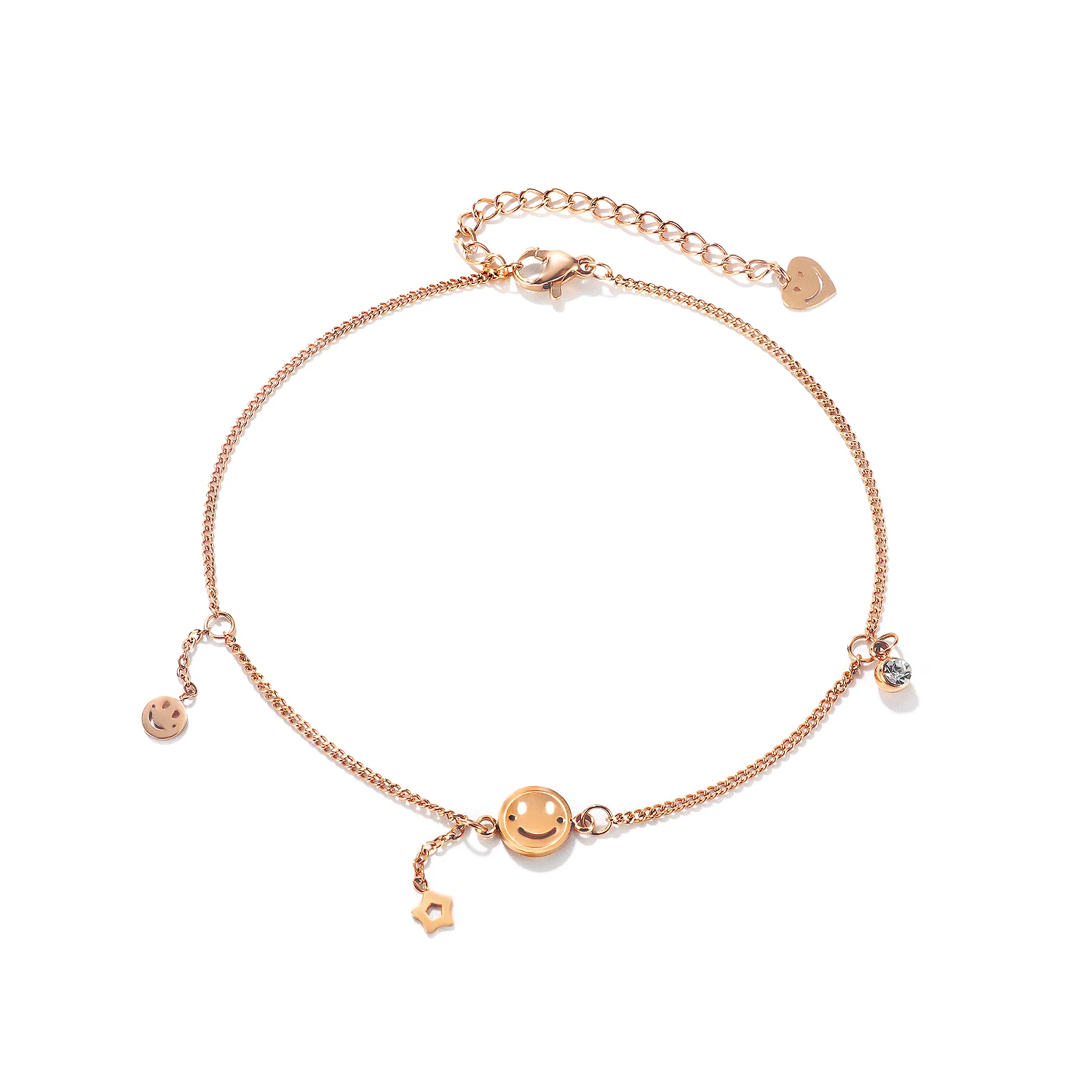 Factory Sale 2021 Summer Fashion New Round Brand Smiley Charm Stainless Steel Anklet, 18k gold anklets
Factory Sale 2021 Summer Fashion New Round Brand Smiley Charm Stainless Steel Anklet, 18k gold anklets