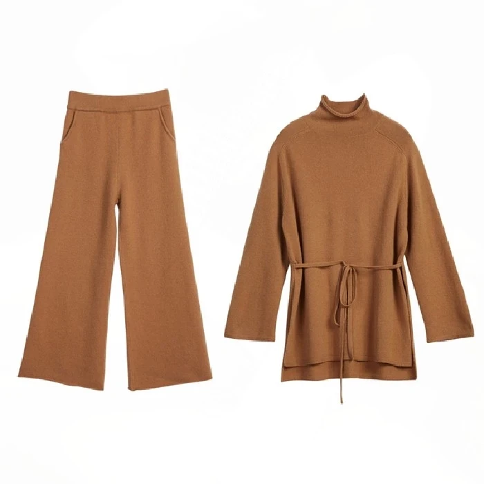 2020 sweater set women autumn winter knitted suits two pieces set sweater ladies top and wide leg pants set
2020 sweater set women autumn winter knitted suits two pieces set sweater ladies top and wide leg pants set