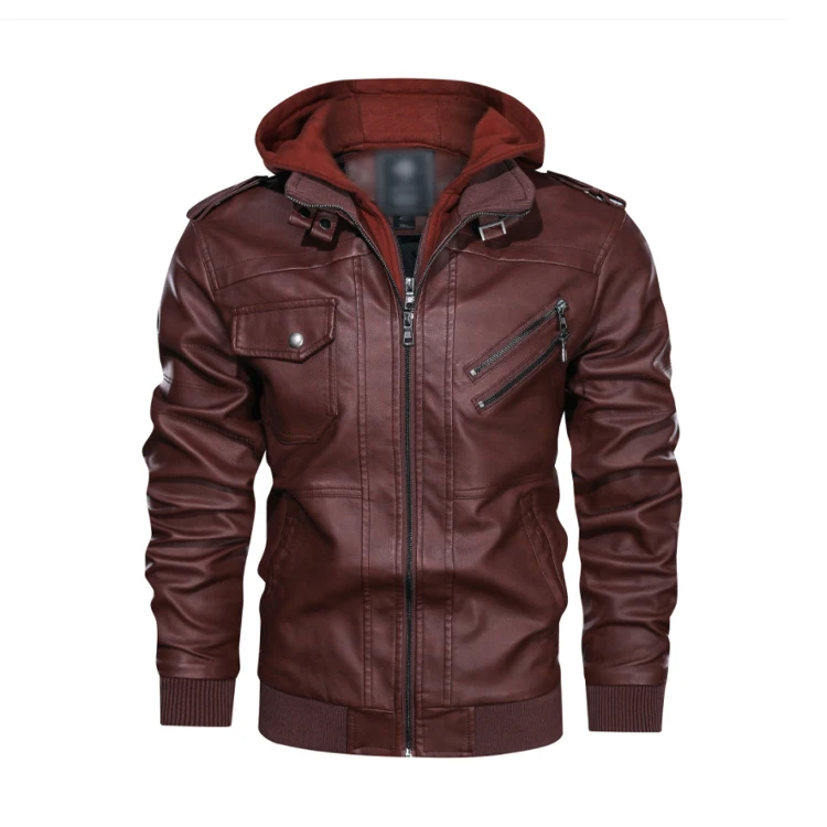Men's Leather Jacket-Fall Winter Vintage Motorcycle Biker Jacket with Removable Hood
Men's Leather Jacket-Fall Winter Vintage Motorcycle Biker Jacket with Removable Hood