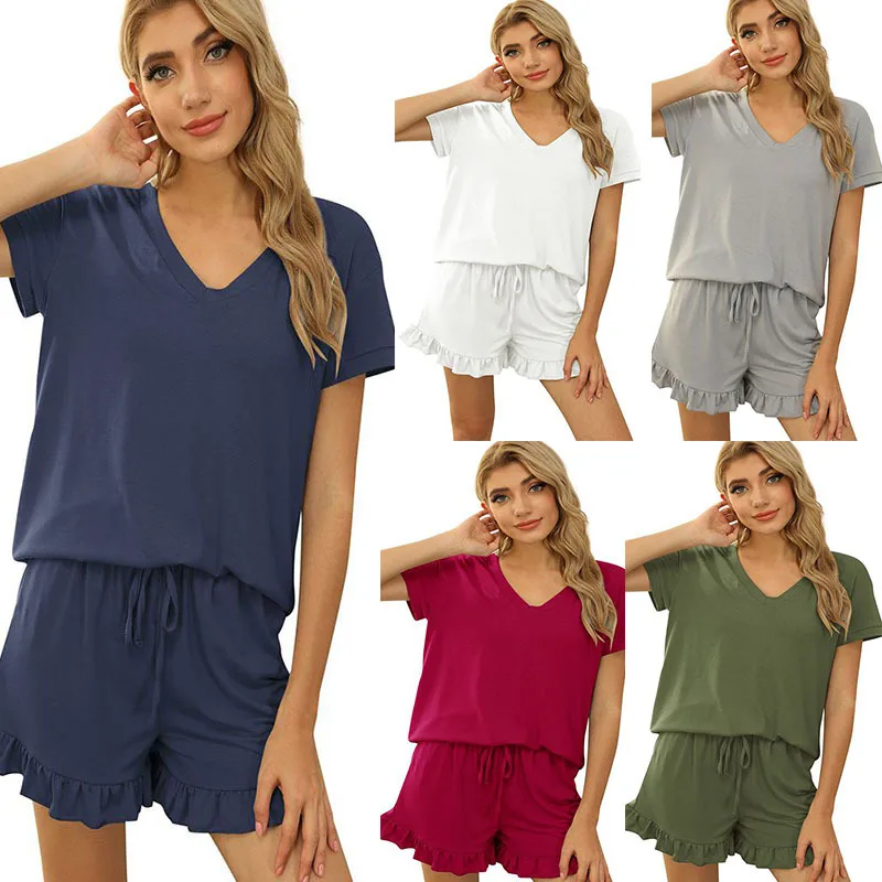 2021 wholesale women outfit 2 piece set clothing for summer ladies v-neck t shirt and pant lounge wear short casual home wear, Green, black, grey, blown
2021 wholesale women outfit 2 piece set clothing for summer ladies v-neck t shirt and pant lounge wear short casual home wear, Green, black, grey, blown