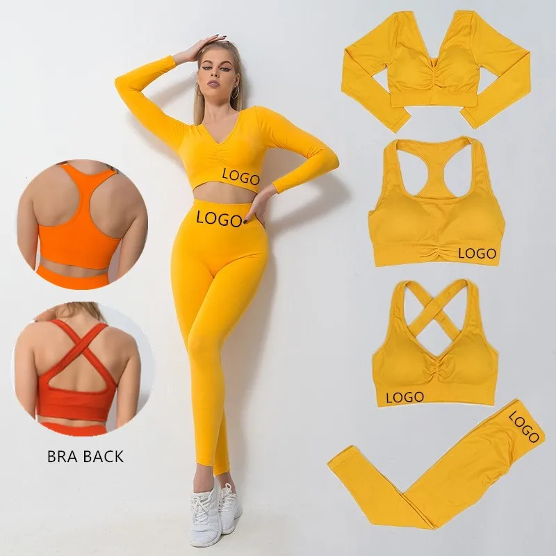 Tik Tok 4-piece Gym Bra Suit Athletic Active Wear Fitness Plus Size Long Sleeve Fitness Tracksuit Women Sport Seamless Yoga Set, Customized colors
Tik Tok 4-piece Gym Bra Suit Athletic Active Wear Fitness Plus Size Long Sleeve Fitness Tracksuit Women Sport Seamless Yoga Set, Customized colors