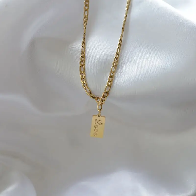 Joolim Jewelry Stainless Steel Figaro Chain Love Pendant Necklace Trendy Jewelry Wholesale
Joolim Jewelry Stainless Steel Figaro Chain Love Pendant Necklace Trendy Jewelry Wholesale