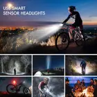 IPX6 防水 4000 バッテリー USB 充電スマートセンサー自転車ヘッドライトテールライトコンボセットランプ 1000Lms 2 * T6 LED 自転車ライト
