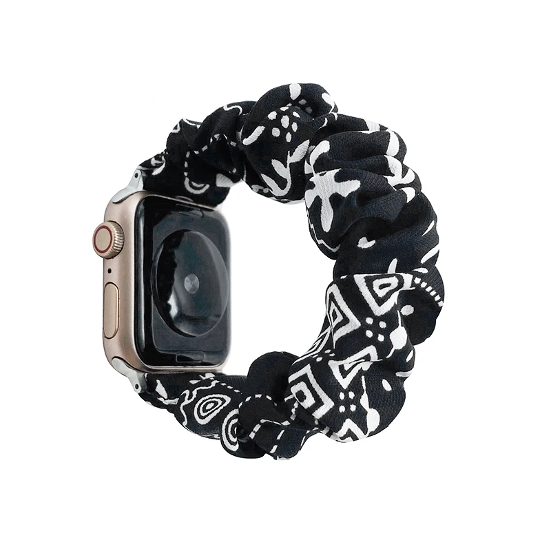 wholesale custom elastic scrunchie band with flower print for apple watch, charm bracelet band for iwatch SE 6 5 4 3 2 1, Multi-color for option 
wholesale custom elastic scrunchie band with flower print for apple watch, charm bracelet band for iwatch SE 6 5 4 3 2 1, Multi-color for option