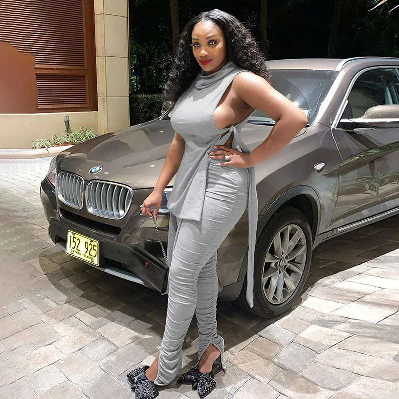 2020 new arrivals autumn designs women two pieces top with full length ruched pants set
2020 new arrivals autumn designs women two pieces top with full length ruched pants set