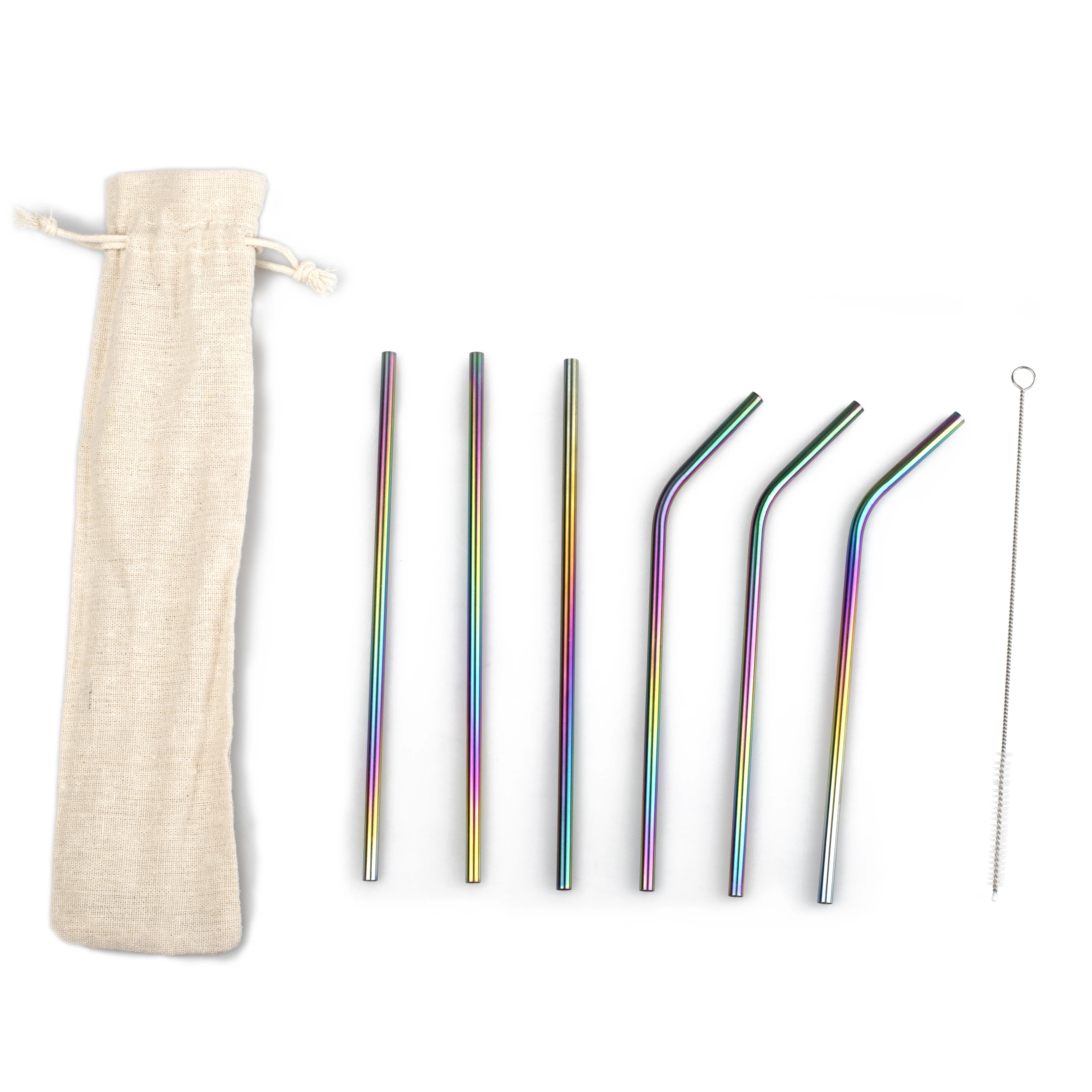 Straw Set Drinking Straw Set FDA 304 Reusable Metal Stainless Steel rainbow color 3 bent 3 straight cleaner cloth bag
Straw Set Drinking Straw Set FDA 304 Reusable Metal Stainless Steel rainbow color 3 bent 3 straight cleaner cloth bag
