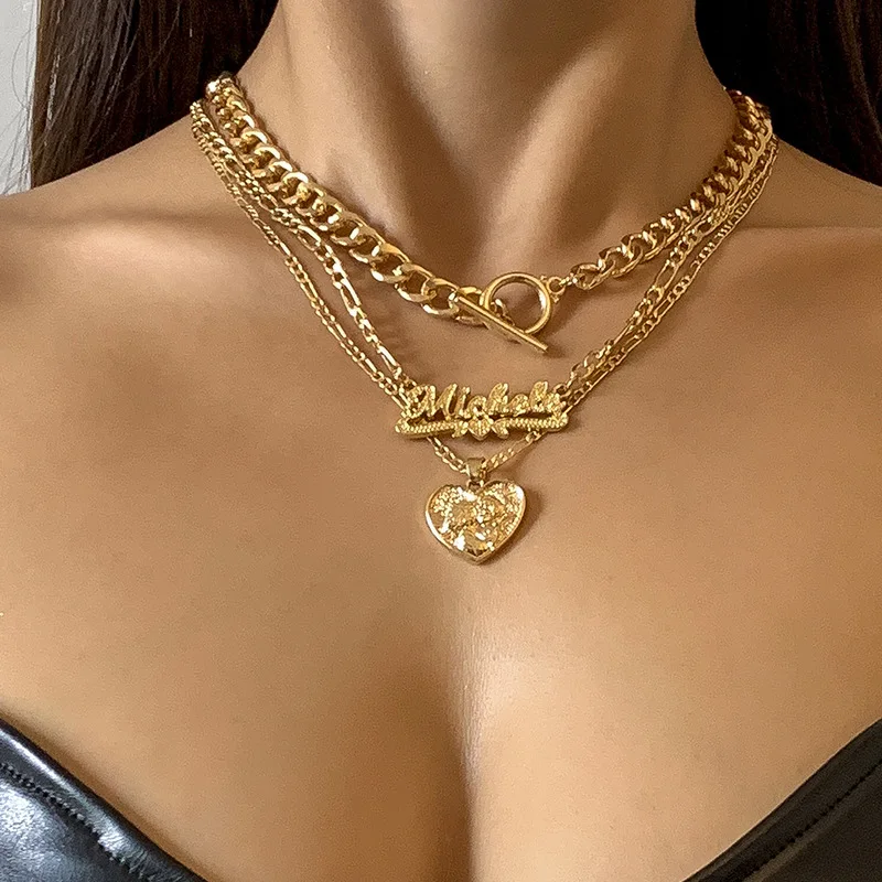 Creative Retro Vintage Multilayer Hip Hop Style Jewelry Punk Heart Shaped Geometric Necklace Pendant Necklace For Women, Picture shows
Creative Retro Vintage Multilayer Hip Hop Style Jewelry Punk Heart Shaped Geometric Necklace Pendant Necklace For Women, Picture shows
