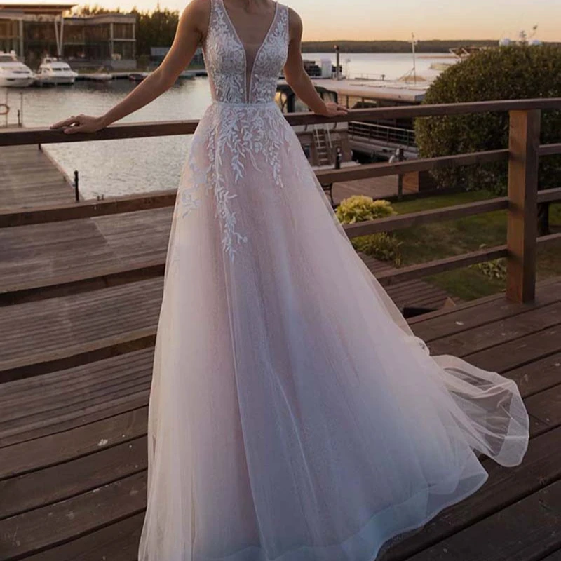 NE198 Light Pink Princess Wedding Dress Sleeveless Appliqued Bride Dress A-Line Tulle Bride Wedding Gowns Boho Wedding Gown, Default or custom
NE198 Light Pink Princess Wedding Dress Sleeveless Appliqued Bride Dress A-Line Tulle Bride Wedding Gowns Boho Wedding Gown, Default or custom