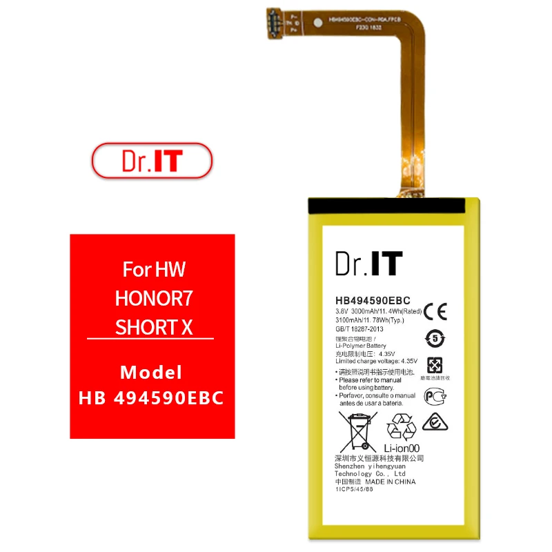 Dr IT 100% Life Battery Mobile Phone Battery For Huawei Honor7 Short x Battery HB494590EBC
Dr IT 100% Life Battery Mobile Phone Battery For Huawei Honor7 Short x Battery HB494590EBC
