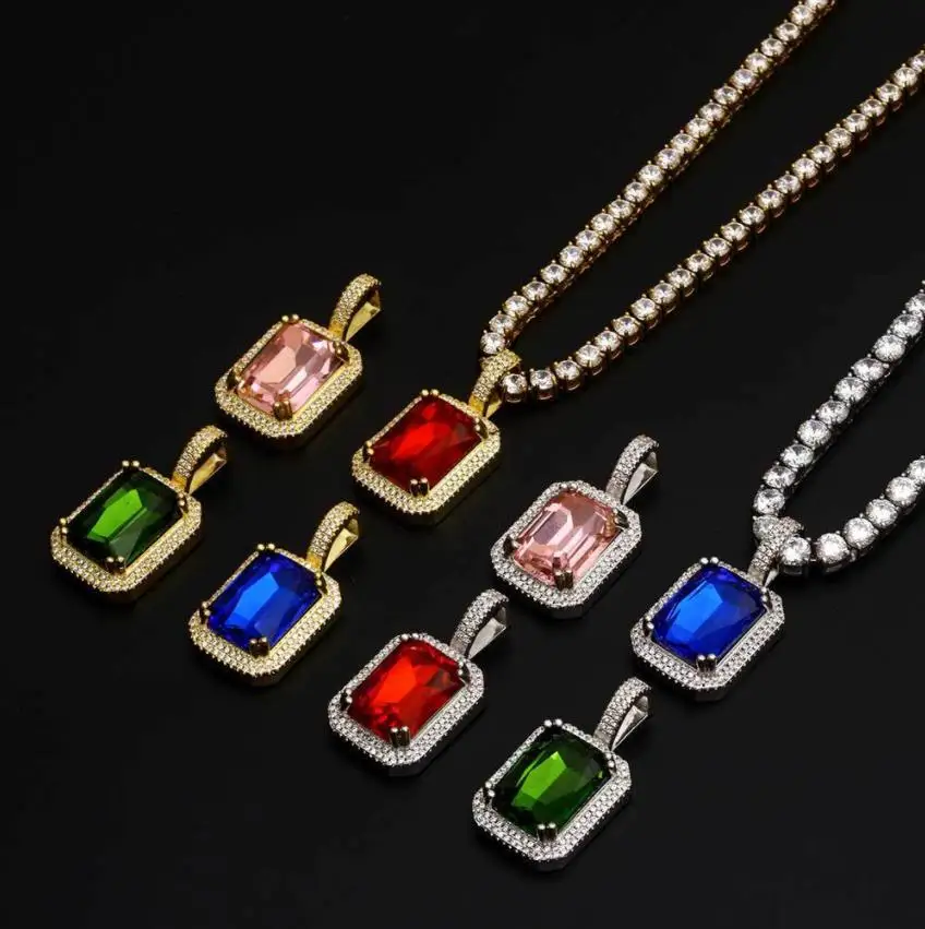 Europe and America hot sale Hiphop jewelry solid square colored gem pendant necklace micro set zircon high quality necklace
Europe and America hot sale Hiphop jewelry solid square colored gem pendant necklace micro set zircon high quality necklace