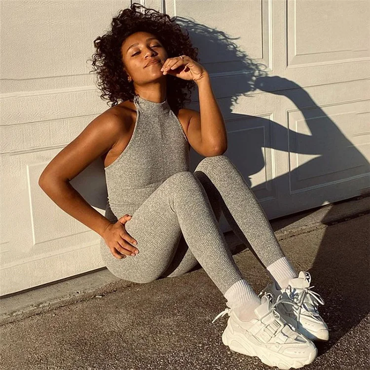 New Style High Waist Solid Halter Jumpsuits Woman Offshoulder Jumpsuit Sleeveless Fashion -ZR, Gray,brown
New Style High Waist Solid Halter Jumpsuits Woman Offshoulder Jumpsuit Sleeveless Fashion -ZR, Gray,brown