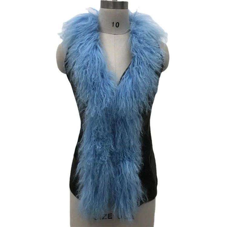 V-neck Blue Knitted long mongolian fur Vest real fur sleeveless vest women, Customized color
V-neck Blue Knitted long mongolian fur Vest real fur sleeveless vest women, Customized color