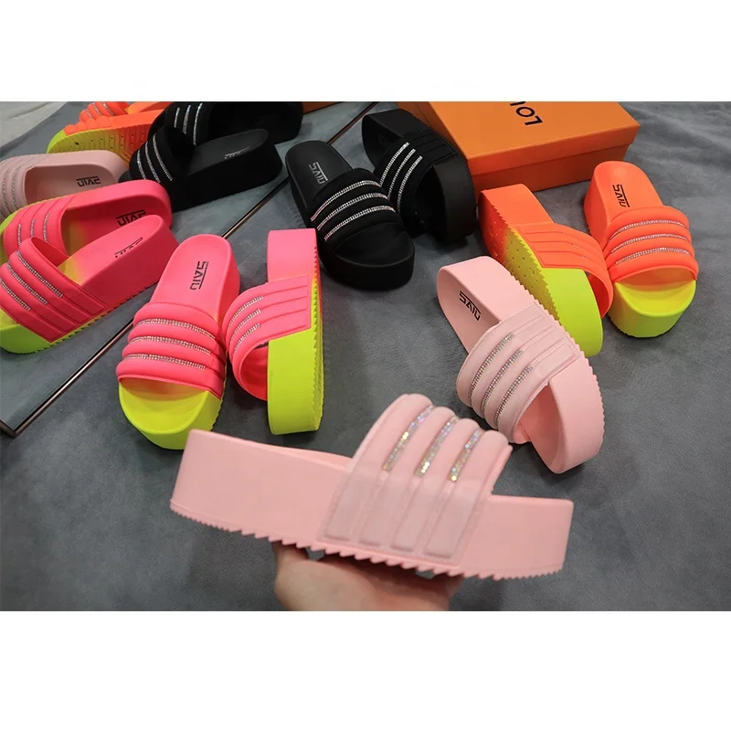 new lady high heel multi color sandals women high heel rainbow flat form shoes summer wedge sandals slippers with diamond, Black/ light-pink/ multi
new lady high heel multi color sandals women high heel rainbow flat form shoes summer wedge sandals slippers with diamond, Black/ light-pink/ multi